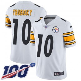 Steelers #10 Mitchell Trubisky White Youth Stitched NFL 100th Season Vapor Limited Jersey