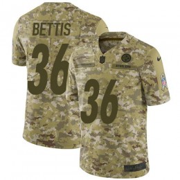 Steelers #36 Jerome Bettis Camo Youth Stitched NFL Limited 2018 Salute To Service Jersey