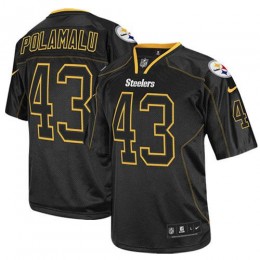 Steelers #43 Troy Polamalu Lights Out Black Youth Stitched NFL Elite Jersey