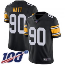 Steelers #90 T. J. Watt Black Alternate Youth Stitched NFL 100th Season Vapor Limited Jersey