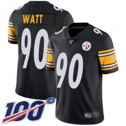 Steelers #90 T. J. Watt Black Team Color Youth Stitched NFL 100th Season Vapor Limited Jersey