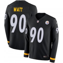 Steelers #90 T. J. Watt Black Team Color Youth Stitched NFL Limited Therma Long Sleeve Jersey