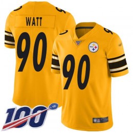 Steelers #90 T. J. Watt Gold Youth Stitched NFL Limited Inverted Legend 100th Season Jersey