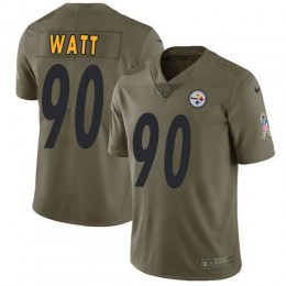 Steelers #90 T. J. Watt Olive Youth Stitched NFL Limited 2017 Salute To Service Jersey