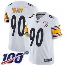 Steelers #90 T. J. Watt White Youth Stitched NFL 100th Season Vapor Limited Jersey