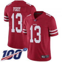 49ers #13 Brock Purdy Red Team Color Youth Stitched NFL 100th Season Vapor Limited Jersey