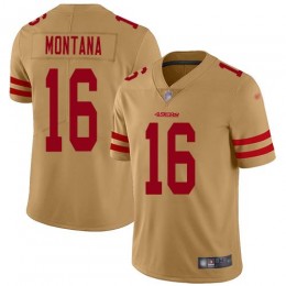 49ers #16 Joe Montana Gold Youth Stitched NFL Limited Inverted Legend Jersey