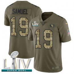 49ers #19 Deebo Samuel Olive/Camo Super Bowl LIV 2020 Youth Stitched NFL Limited 2017 Salute To Service Jersey