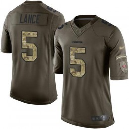 49ers #5 Trey Lance Green Youth Stitched NFL Limited 2015 Salute To Service Jersey