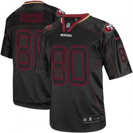 49ers #80 Jerry Rice Lights Out Black Youth Stitched NFL Elite Jersey