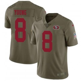 49ers #8 Steve Young Olive Youth Stitched NFL Limited 2017 Salute To Service Jersey