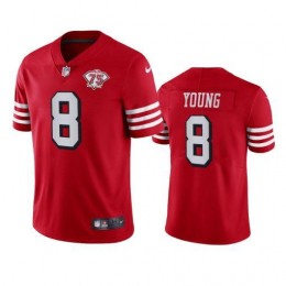 49ers #8 Steve Young Red Rush Youth 75th Anniversary Stitched NFL Vapor Untouchable Limited Jersey