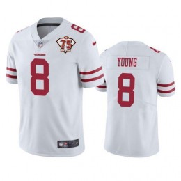 49ers #8 Steve Young White Youth 75th Anniversary Stitched NFL Vapor Untouchable Limited Jersey