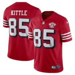 49ers #85 George Kittle Red Rush Youth 75th Anniversary Stitched NFL Vapor Untouchable Limited Jersey