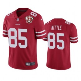 49ers #85 George Kittle Red Youth 75th Anniversary Stitched NFL Vapor Untouchable Limited Jersey