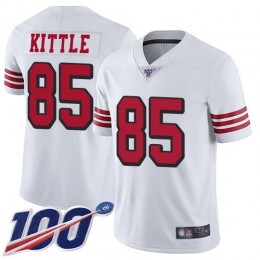 49ers #85 George Kittle White Rush Youth Stitched NFL Limited 100th Season Jersey