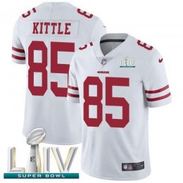 49ers #85 George Kittle White Super Bowl LIV 2020 Youth Stitched NFL Vapor Untouchable Limited Jersey