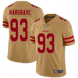 49ers #93 Javon Hargrave Black Gold Youth Stitched NFL Limited Inverted Legend Jersey