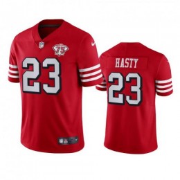 San Francisco 49ers #23 Jamycal Hasty Red Rush Youth 75th Anniversary Stitched NFL Vapor Untouchable Limited Jersey