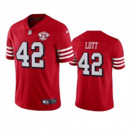 San Francisco 49ers #42 Ronnie Lott Red Rush Youth 75th Anniversary Stitched NFL Vapor Untouchable Limited Jersey
