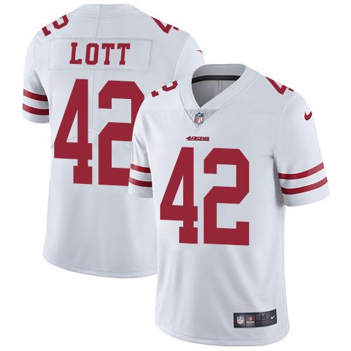 San Francisco 49ers #42 Ronnie Lott White Youth Stitched NFL Vapor Untouchable Limited Jersey San Francisco 49ers #42 Ronnie Lott White Youth Stitched NFL Vapor Untouchable Limited Jersey
