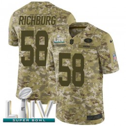 San Francisco 49ers #58 Weston Richburg Camo Super Bowl LIV 2020 Youth Stitched NFL Limited 2018 Salute To Service Jersey