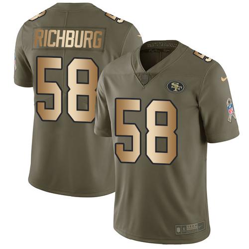 San Francisco 49ers #58 Weston Richburg Olive/Gold Youth Stitched NFL Limited 2017 Salute to Service Jersey San Francisco 49ers #58 Weston Richburg Olive/Gold Youth Stitched NFL Limited 2017 Salute to Service Jersey