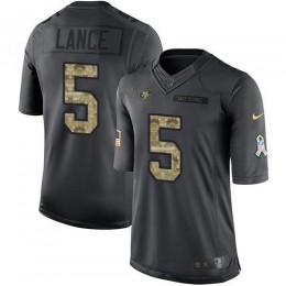 San Francisco 49ers #5 Trey Lance Black Youth Stitched NFL Limited 2016 Salute To Service Jersey