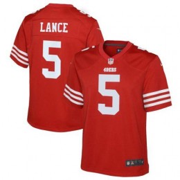 San Francisco 49ers #5 Trey Lance Scarlet Youth 2022-23 NFL Game Jersey