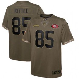 San Francisco 49ers #85 George Kittle Youth 2022 Salute To Service Limited Jersey – Olive