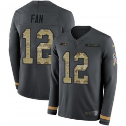 Seahawks #12 Fan Anthracite Salute To Service Youth Stitched NFL Limited Therma Long Sleeve Jersey