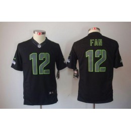 Seahawks #12 Fan Black Impact Youth Stitched NFL Limited Jersey