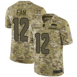 Seahawks #12 Fan Camo Youth Stitched NFL Limited 2018 Salute To Service Jersey