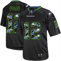 Seahawks #12 Fan New Lights Out Black Youth Stitched NFL Elite Jersey