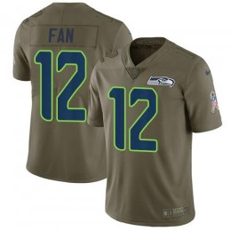 Seahawks #12 Fan Olive Youth Stitched NFL Limited 2017 Salute To Service Jersey
