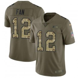 Seahawks #12 Fan Olive/Camo Youth Stitched NFL Limited 2017 Salute To Service Jersey