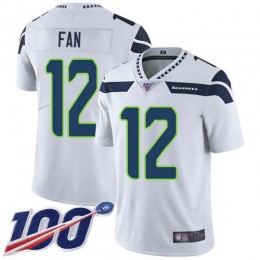Seahawks #12 Fan White Youth Stitched NFL 100th Season Vapor Limited Jersey