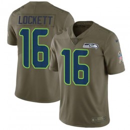 Seahawks #16 Tyler Lockett Olive Youth Stitched NFL Limited 2017 Salute To Service Jersey