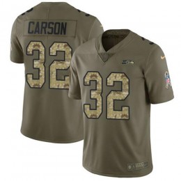 Seattle Seahawks #32 Chris Carson Olive/Camo Youth Stitched NFL Limited 2017 Salute to Service Jersey
