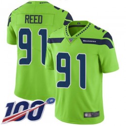 Seattle Seahawks #91 Jarran Reed Green Youth Stitched NFL Limited Rush 100th Season Jersey
