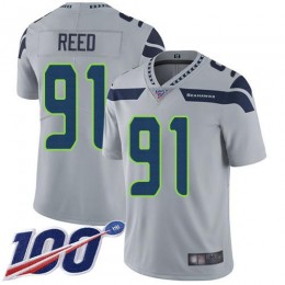 Seattle Seahawks #91 Jarran Reed Grey Alternate Youth Stitched NFL 100th Season Vapor Limited Jersey