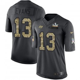 Buccaneers #13 Mike Evans Black Youth Super Bowl LV Bound Stitched NFL Limited 2016 Salute To Service Jersey