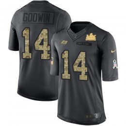 Buccaneers #14 Chris Godwin Black Youth Super Bowl LV Champions Patch NFL Limited 2016 Salute To Service Jersey