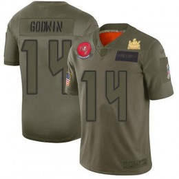 Buccaneers #14 Chris Godwin Camo Youth Super Bowl LV Champions Patch Stitched NFL Limited 2019 Salute To Service Jersey