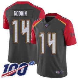 Buccaneers #14 Chris Godwin Gray Youth Stitched NFL Limited Inverted Legend 100th Season Jersey