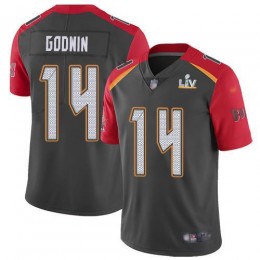 Buccaneers #14 Chris Godwin Gray Youth Super Bowl LV Bound Stitched NFL Limited Inverted Legend Jersey