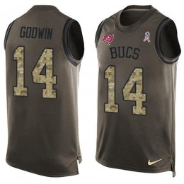 Buccaneers #14 Chris Godwin Green Youth Stitched NFL Limited Salute To Service Tank Top Jersey