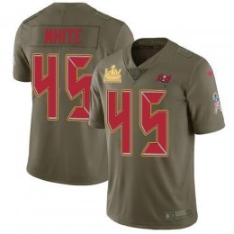 Buccaneers #45 Devin White Olive Youth Super Bowl LV Champions Patch Stitched NFL Limited 2017 Salute To Service Jersey
