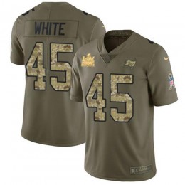 Buccaneers #45 Devin White Olive/Camo Youth Super Bowl LV Champions Patch Stitched NFL Limited 2017 Salute To Service Jersey