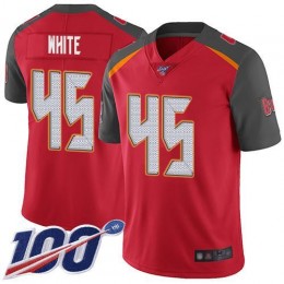 Buccaneers #45 Devin White Red Team Color Youth Stitched NFL 100th Season Vapor Limited Jersey